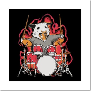 Crazy Possum playing Drums Posters and Art